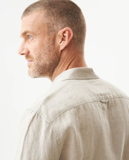 Men's Long Sleeve Linen Shirt - Khaki - 6