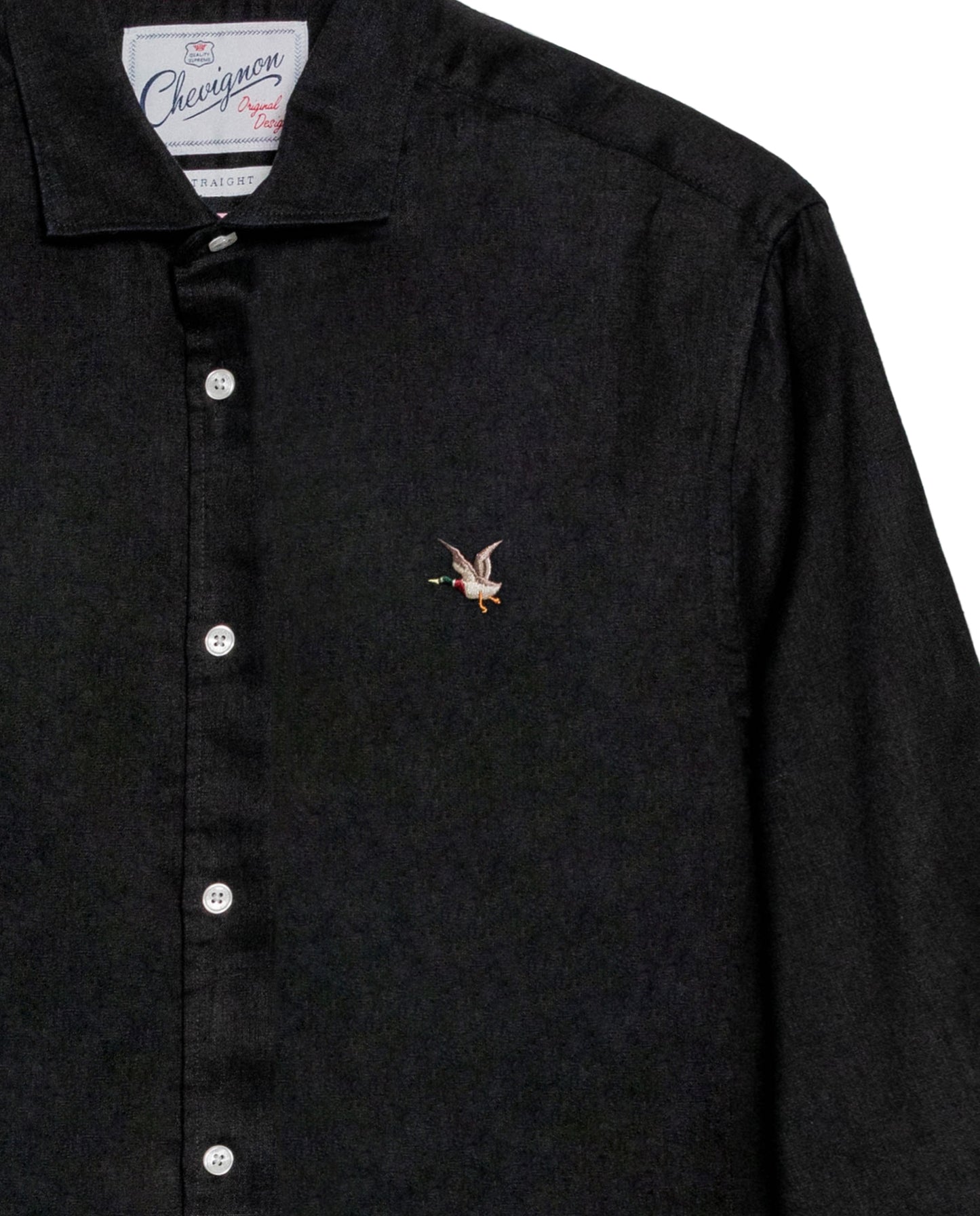Men's Long Sleeve Linen Shirt - Black - 7