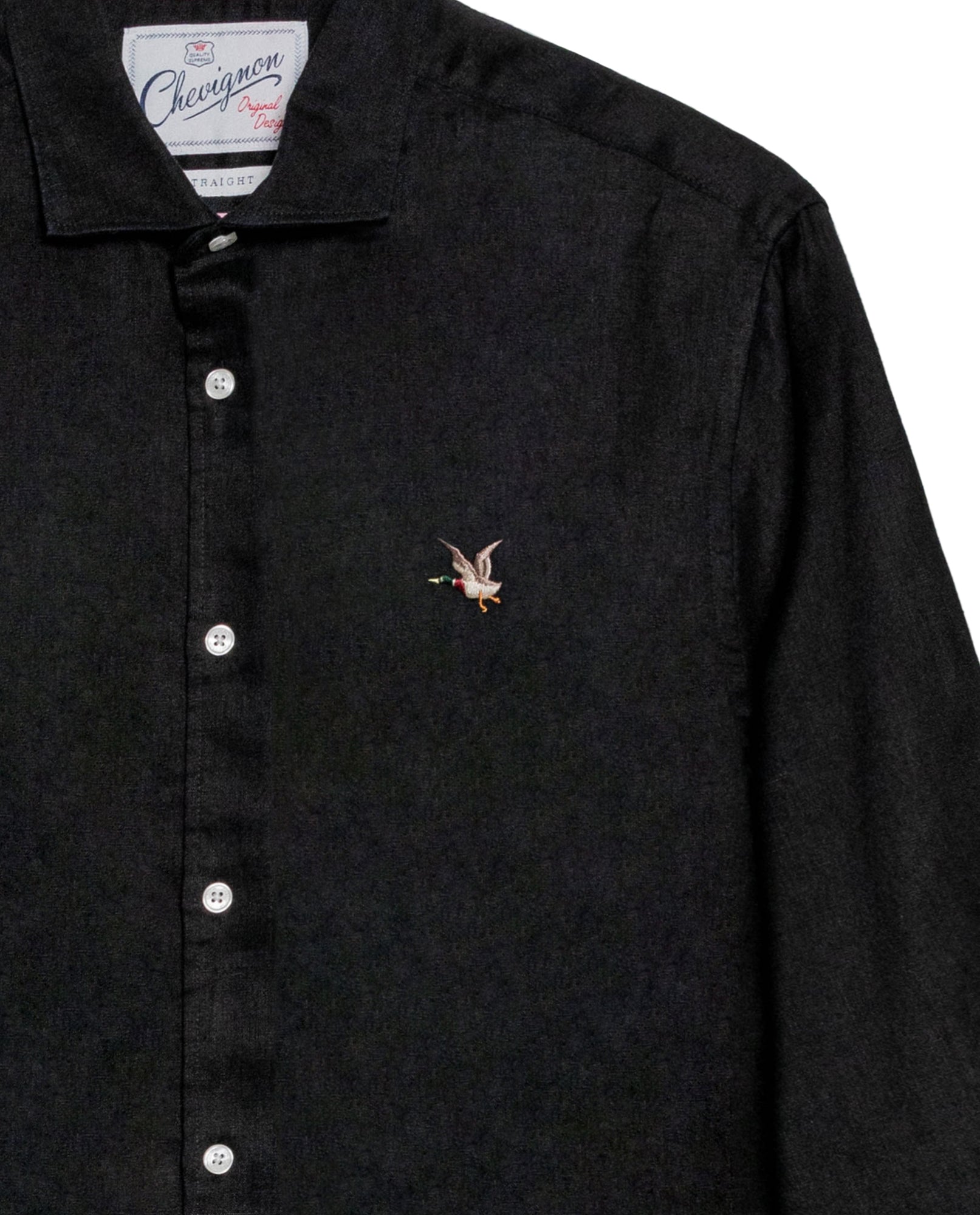 Men's Long Sleeve Linen Shirt - Black - 7