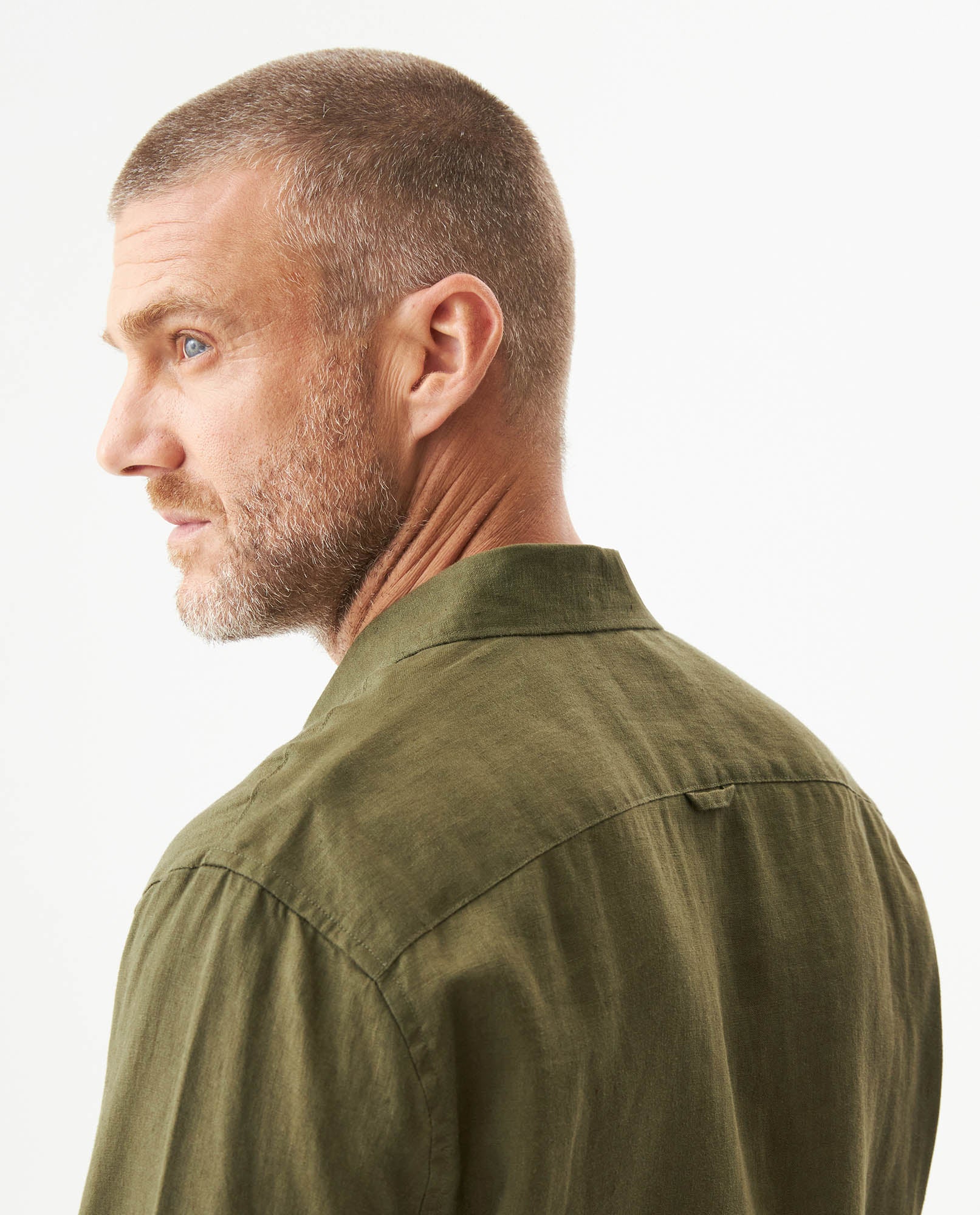 Men's Long Sleeve Linen Shirt - Green - 6