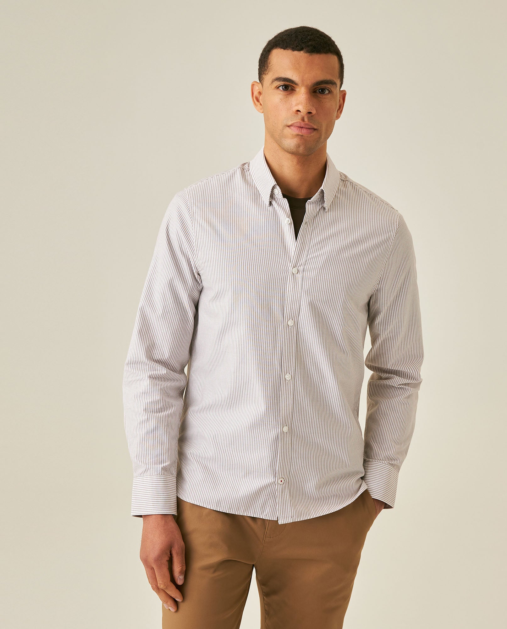 Men´s Slim Fit Striped Shirt - Brown 63_617H201_CAF171314_0