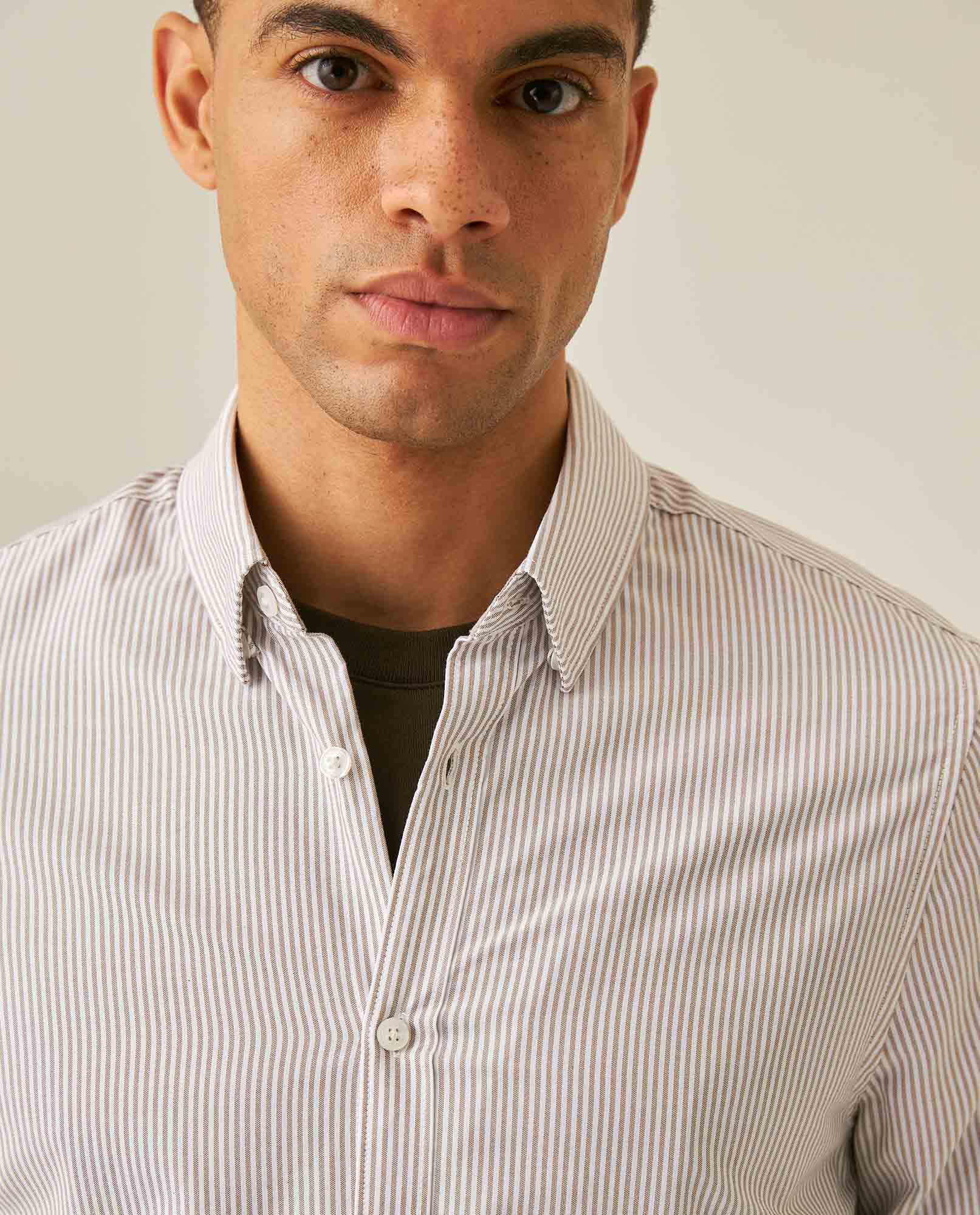 Men´s Slim Fit Striped Shirt - Brown 63_617H201_CAF171314_5