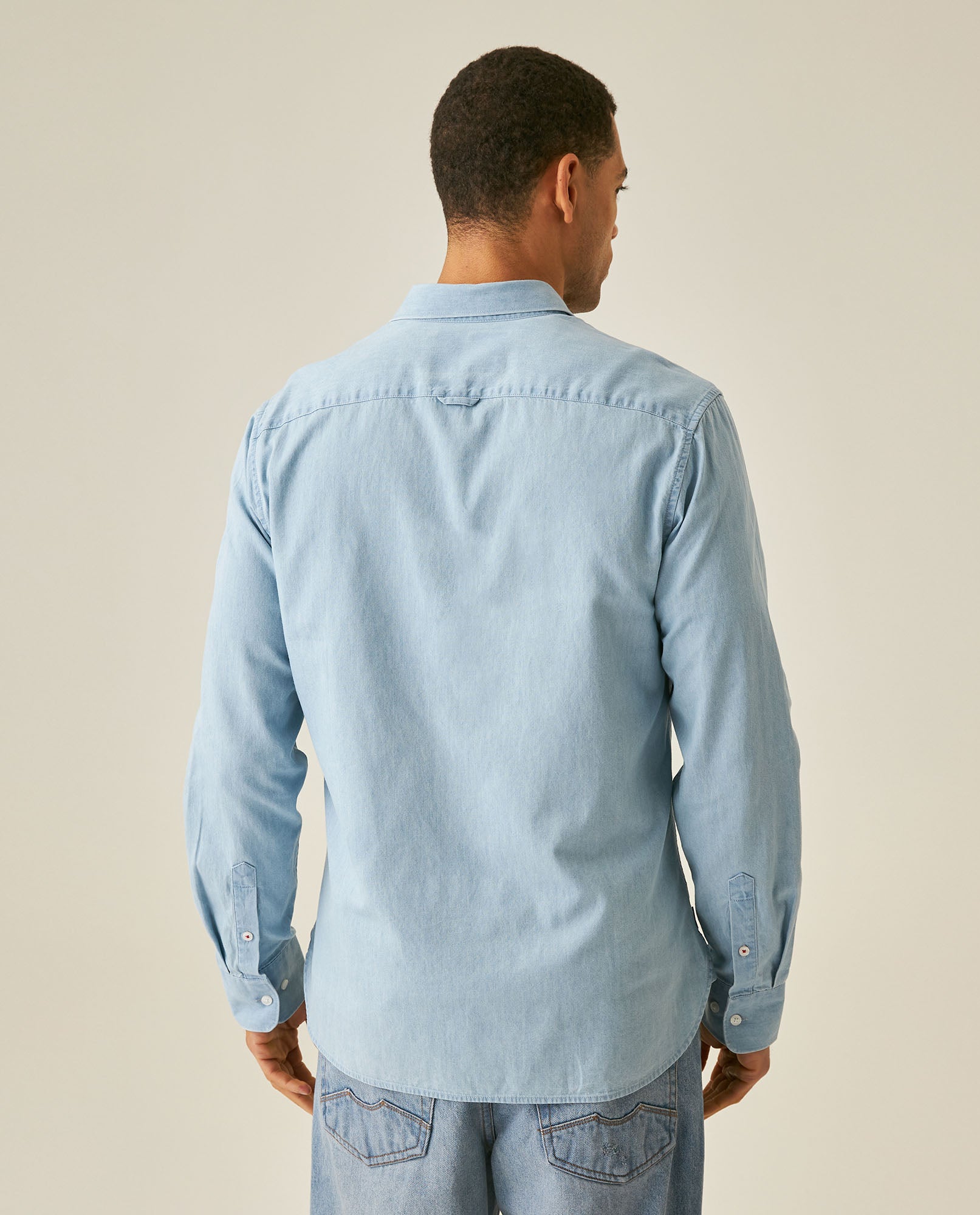 Mens Slim Fit Lightweight Denim Shirt - Blue 63_617H203_AZU154714_6