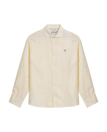 Mens Regular Fit Linen Embroidered Shirt - Yellow 63_617H204_AMA120710_3