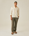 Mens Regular Fit Linen Embroidered Shirt - Yellow 63_617H204_AMA120710_4