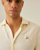 Mens Regular Fit Linen Embroidered Shirt - Yellow 63_617H204_AMA120710_5