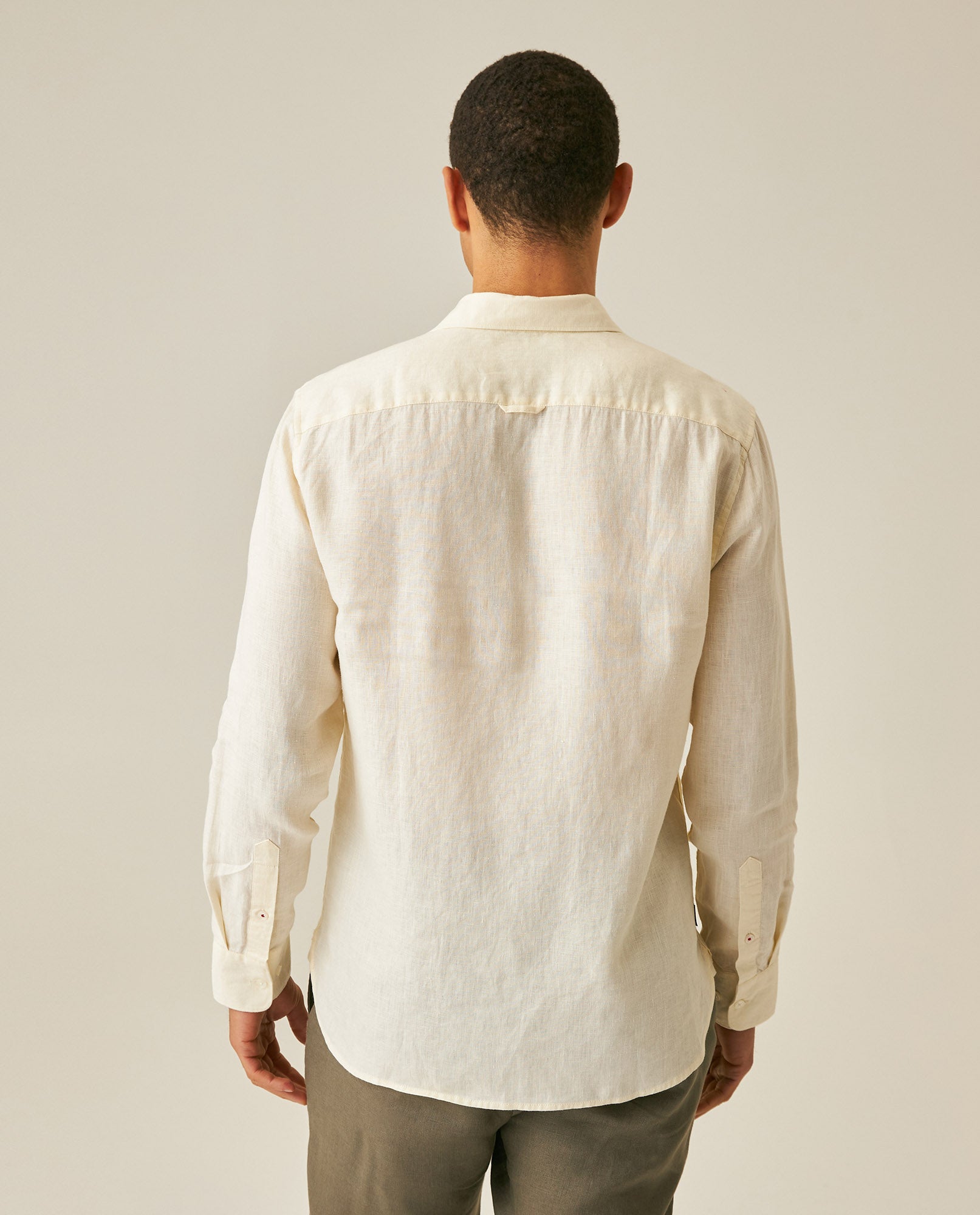 Mens Regular Fit Linen Embroidered Shirt - Yellow 63_617H204_AMA120710_6