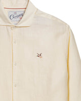 Mens Regular Fit Linen Embroidered Shirt - Yellow 63_617H204_AMA120710_8