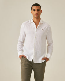 Mens Regular Fit Linen Embroidered Shirt - White 63_617H204_BLA110601_0