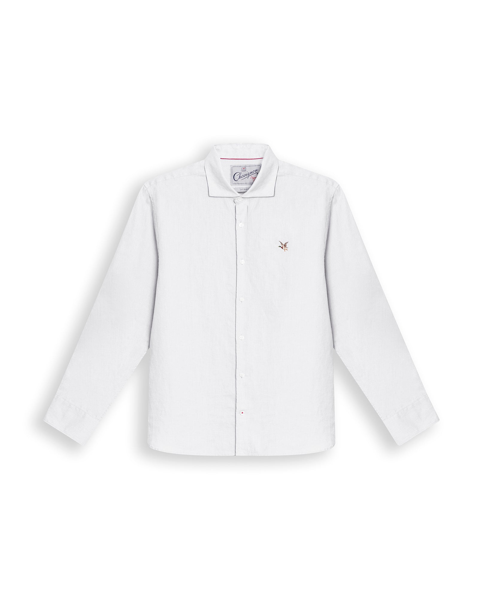 Mens Regular Fit Linen Embroidered Shirt - White 63_617H204_BLA110601_3