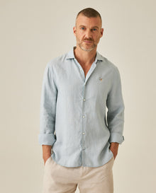 Mens Regular Fit Linen Embroidered Shirt - Gray 63_617H204_GRI144105_0