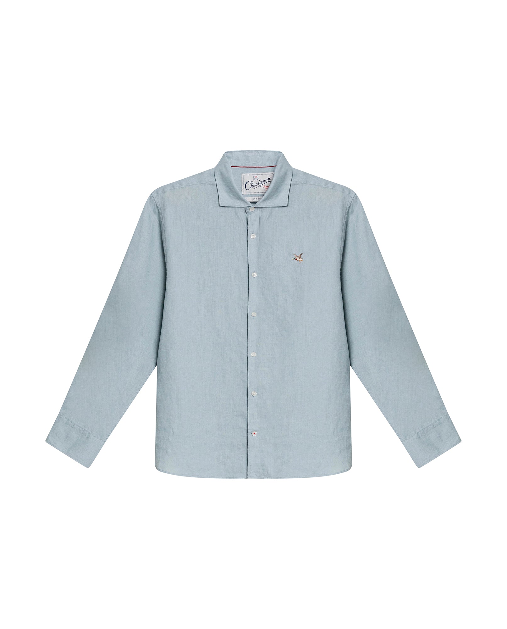 Mens Regular Fit Linen Embroidered Shirt - Gray 63_617H204_GRI144105_3