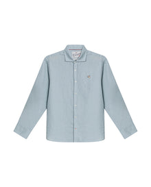 Mens Regular Fit Linen Embroidered Shirt - Gray 63_617H204_GRI144105_3