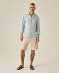 Mens Regular Fit Linen Embroidered Shirt - Gray 63_617H204_GRI144105_4