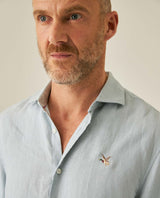 Mens Regular Fit Linen Embroidered Shirt - Gray 63_617H204_GRI144105_5