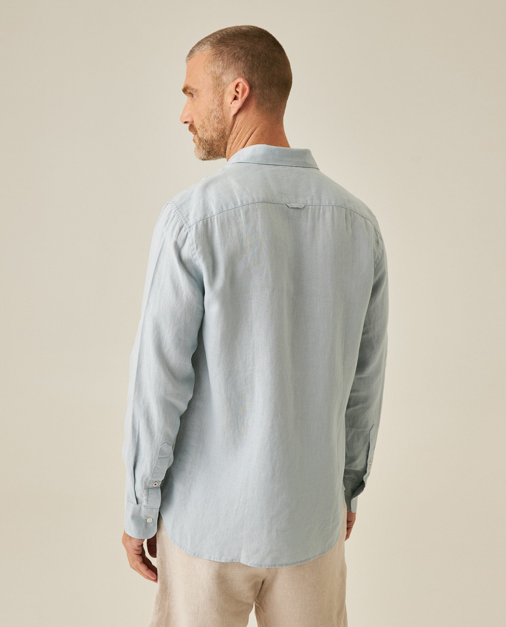 Mens Regular Fit Linen Embroidered Shirt - Gray 63_617H204_GRI144105_6