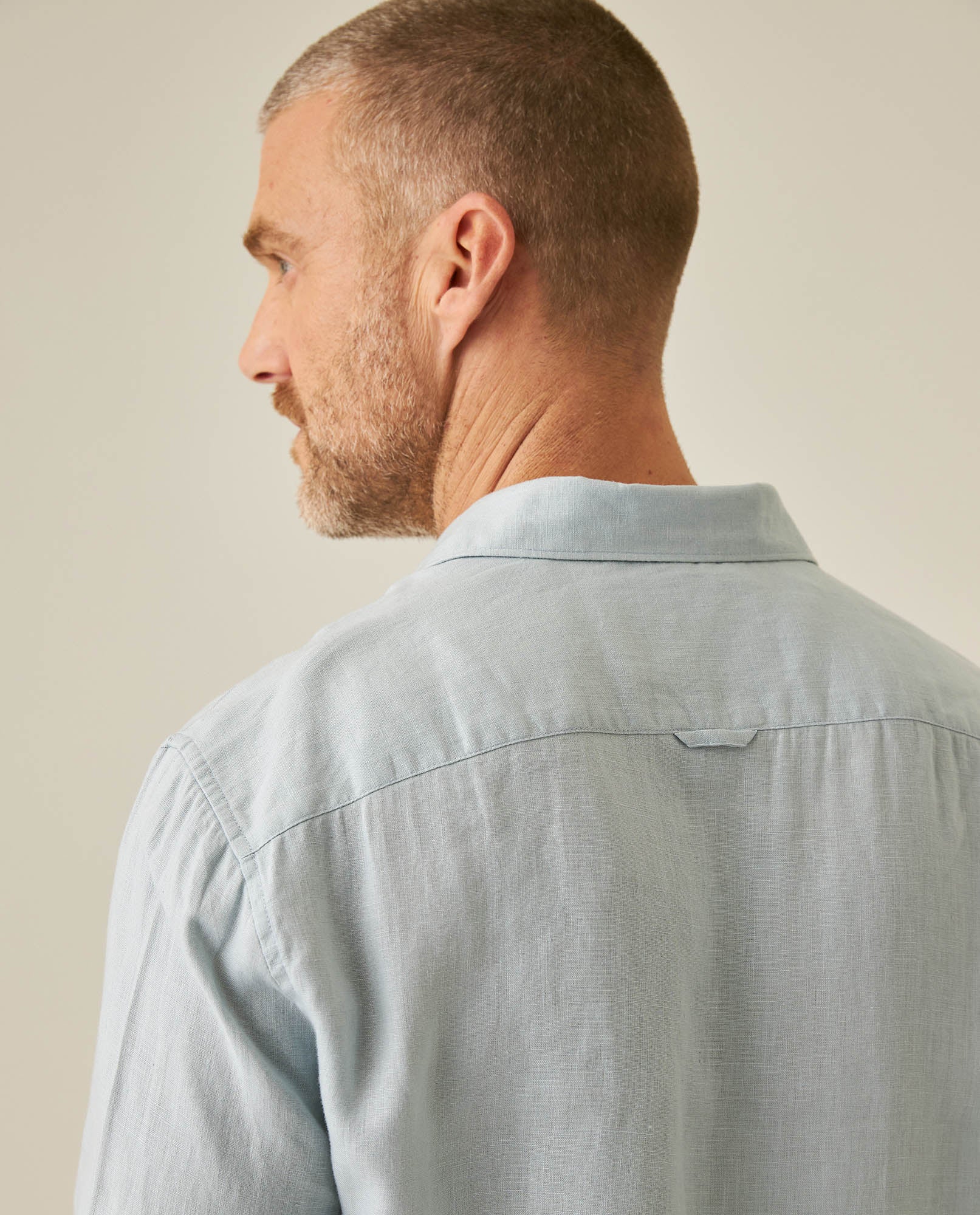 Mens Regular Fit Linen Embroidered Shirt - Gray 63_617H204_GRI144105_7