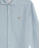 Mens Regular Fit Linen Embroidered Shirt - Gray 63_617H204_GRI144105_8