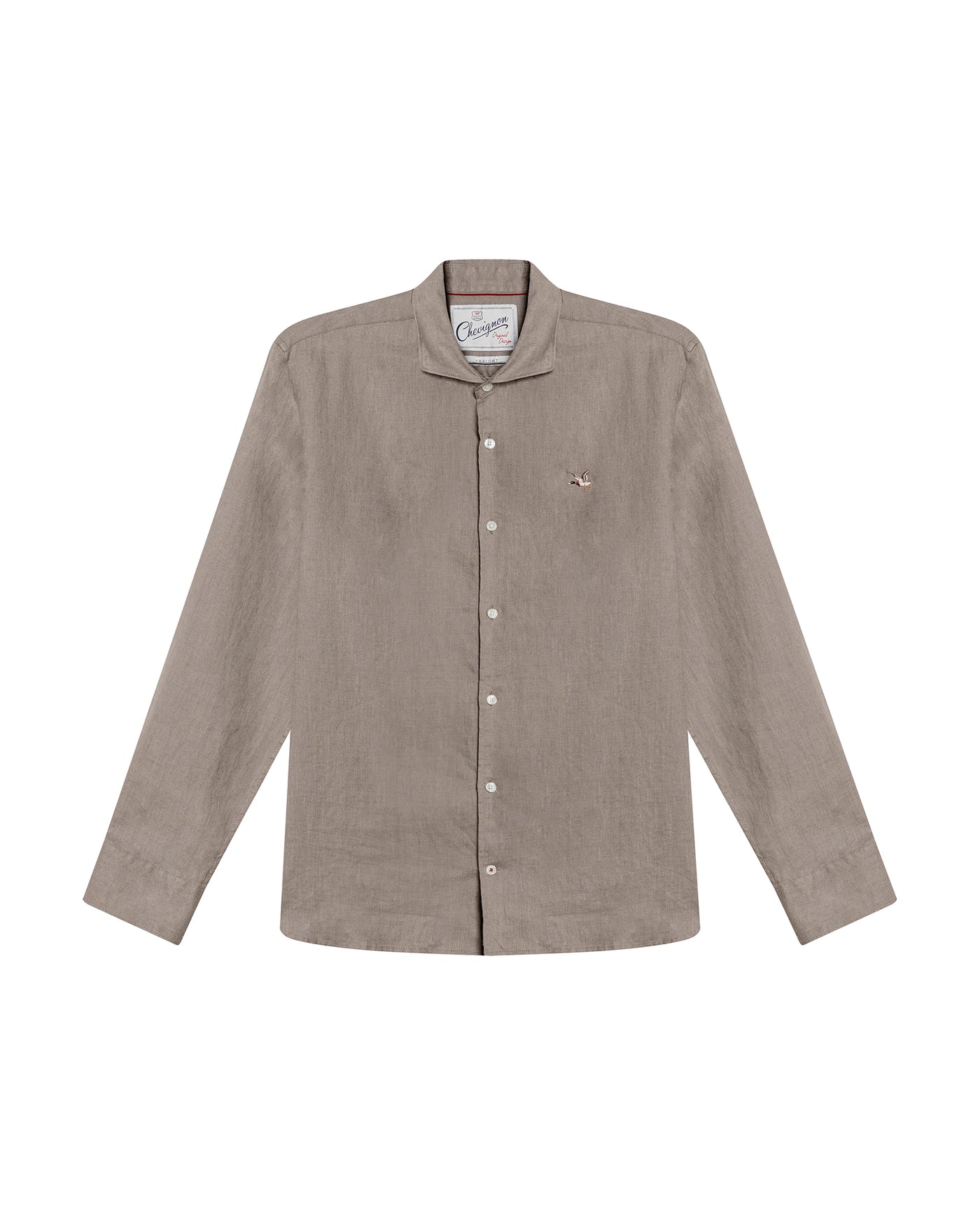 Mens Regular Fit Linen Embroidered Shirt - Gray 63_617H204_GRI184006_3