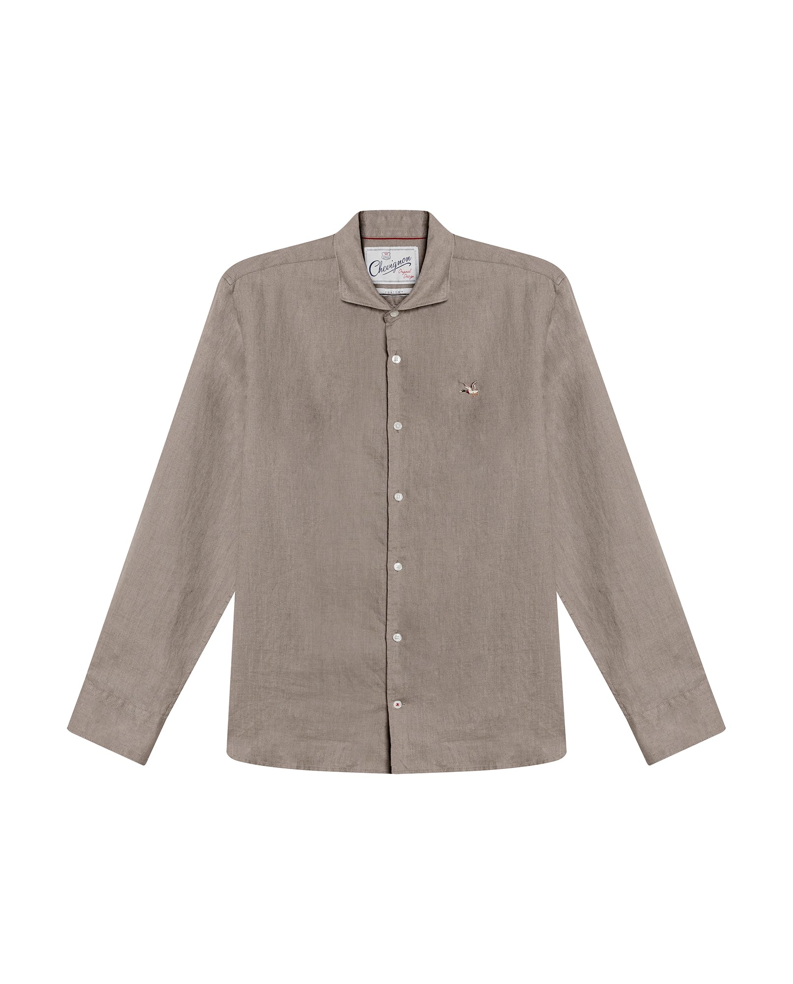 Mens Regular Fit Linen Embroidered Shirt - Gray 63_617H204_GRI184006_3