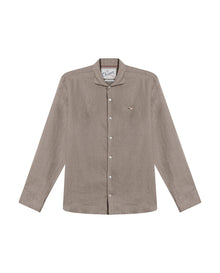Mens Regular Fit Linen Embroidered Shirt - Gray 63_617H204_GRI184006_3