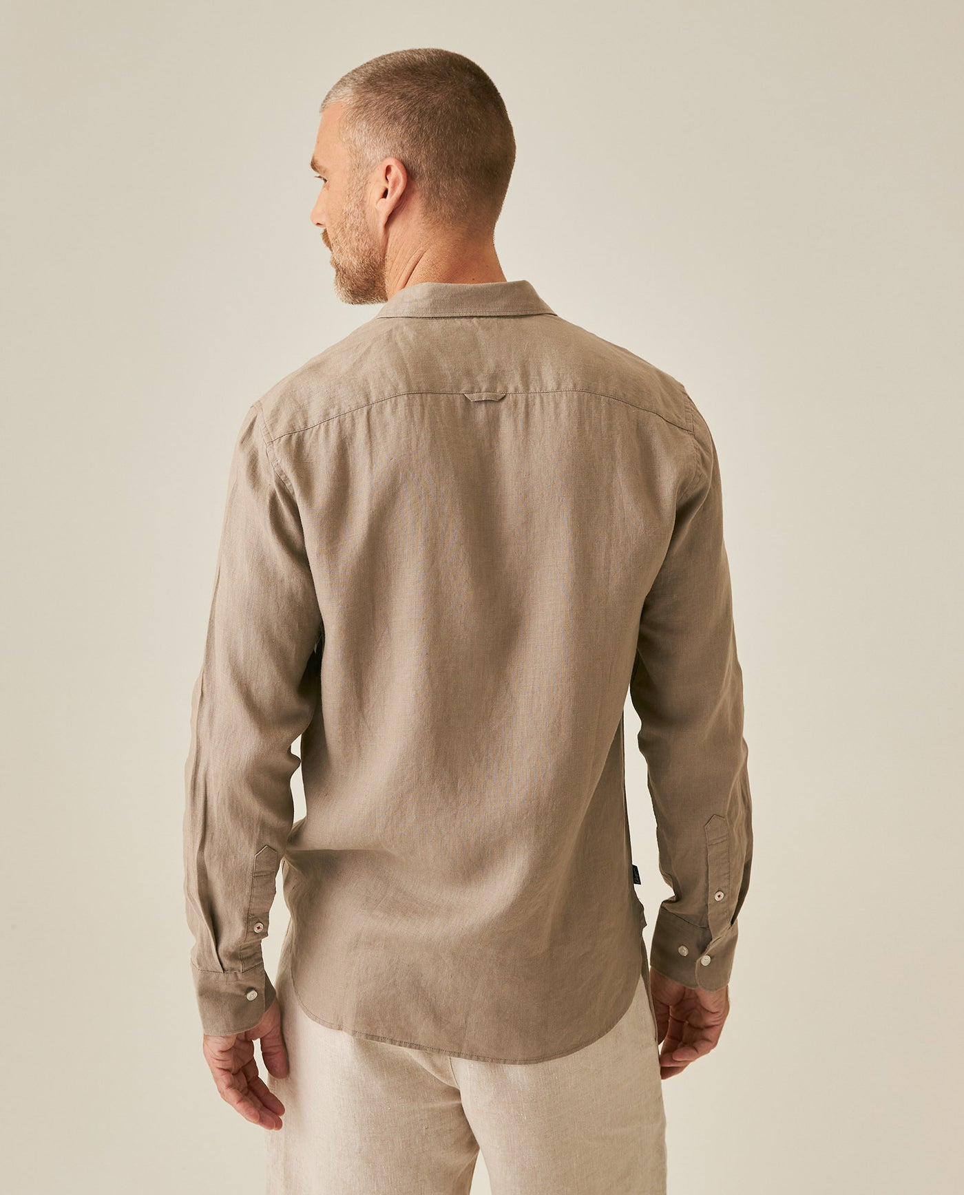 Mens Regular Fit Linen Embroidered Shirt - Gray 63_617H204_GRI184006_6