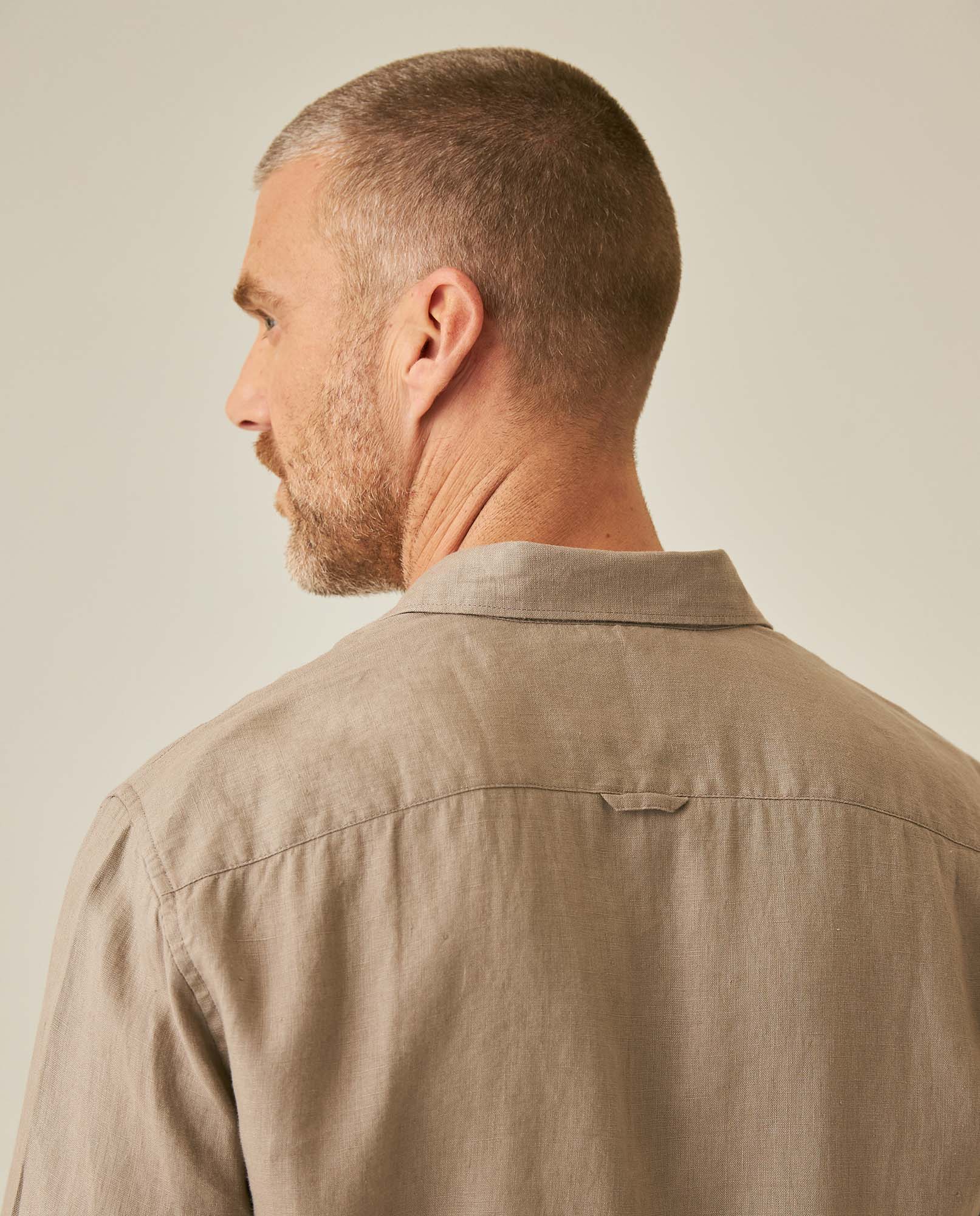 Mens Regular Fit Linen Embroidered Shirt - Gray 63_617H204_GRI184006_7