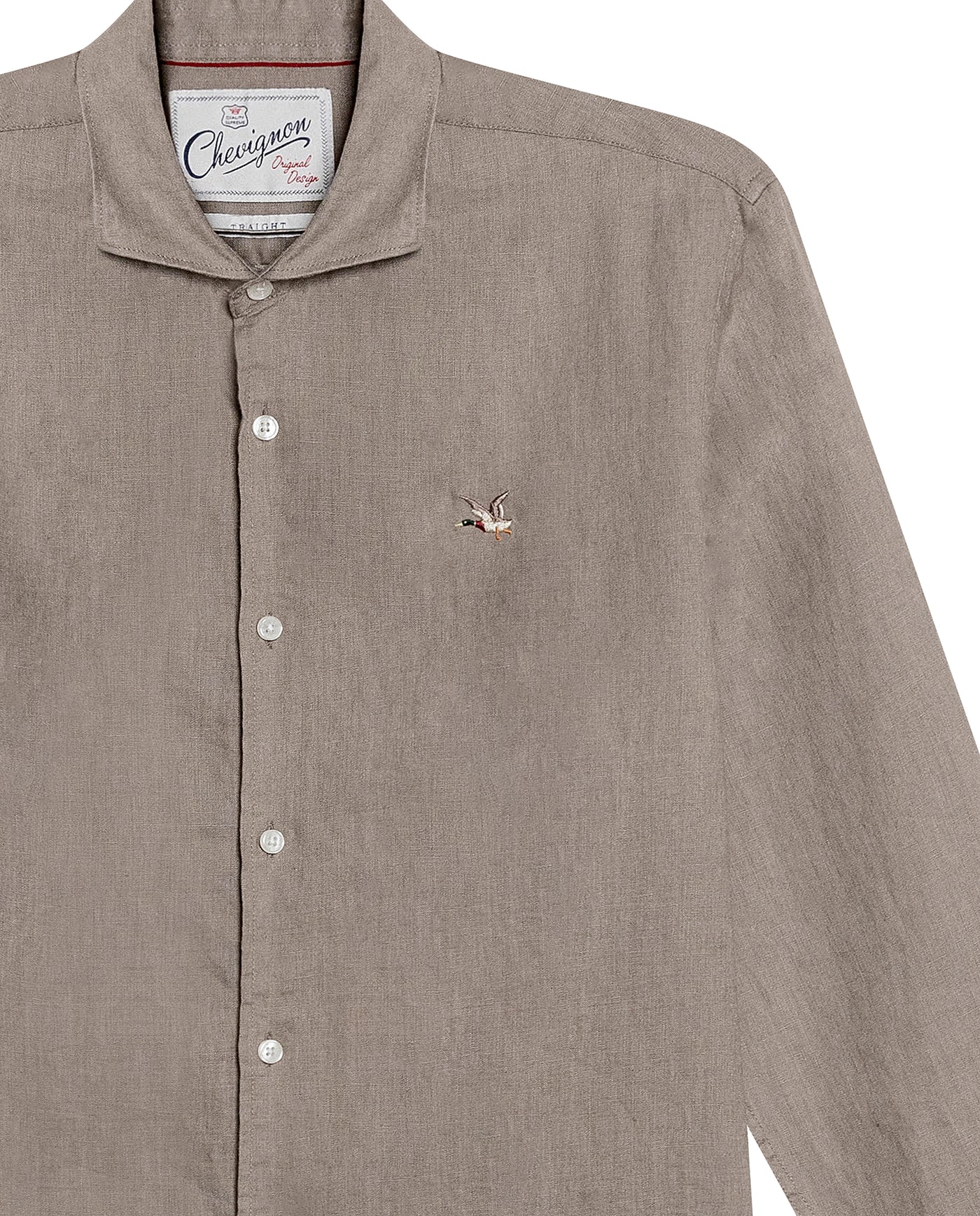 Mens Regular Fit Linen Embroidered Shirt - Gray 63_617H204_GRI184006_8