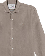 Mens Regular Fit Linen Embroidered Shirt - Gray 63_617H204_GRI184006_8