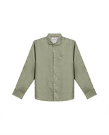Mens Regular Fit Linen Embroidered Shirt - Green 63_617H204_VER140232_3