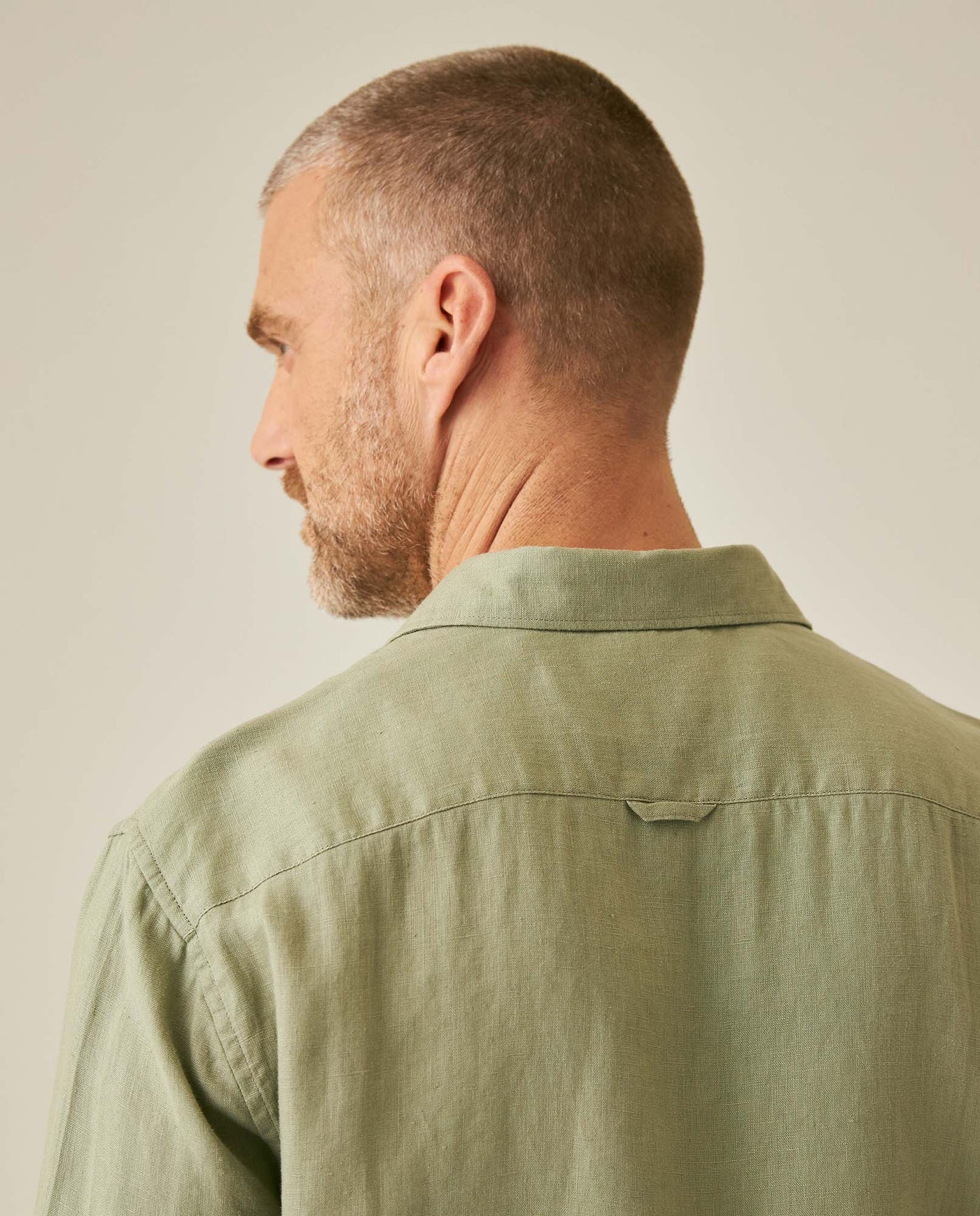 Mens Regular Fit Linen Embroidered Shirt - Green 63_617H204_VER140232_7