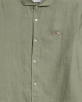 Mens Regular Fit Linen Embroidered Shirt - Green 63_617H204_VER140232_8