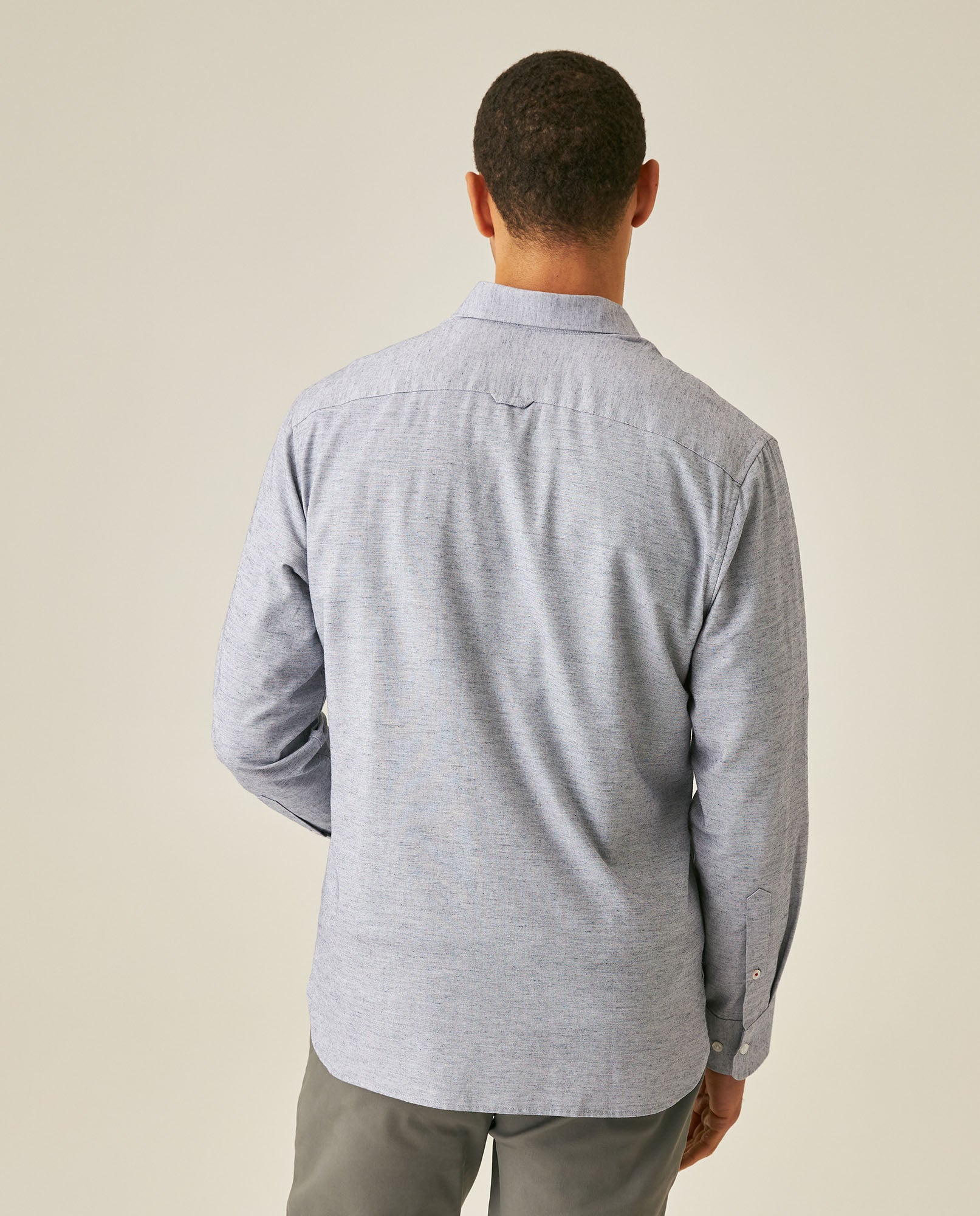 Mens Slim Fit Cotton Twill Shirt - Blue 63_617H205_AZU193922_6