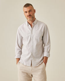Mens Slim Fit Cotton Twill Shirt - Gray 63_617H205_GRI180516_0