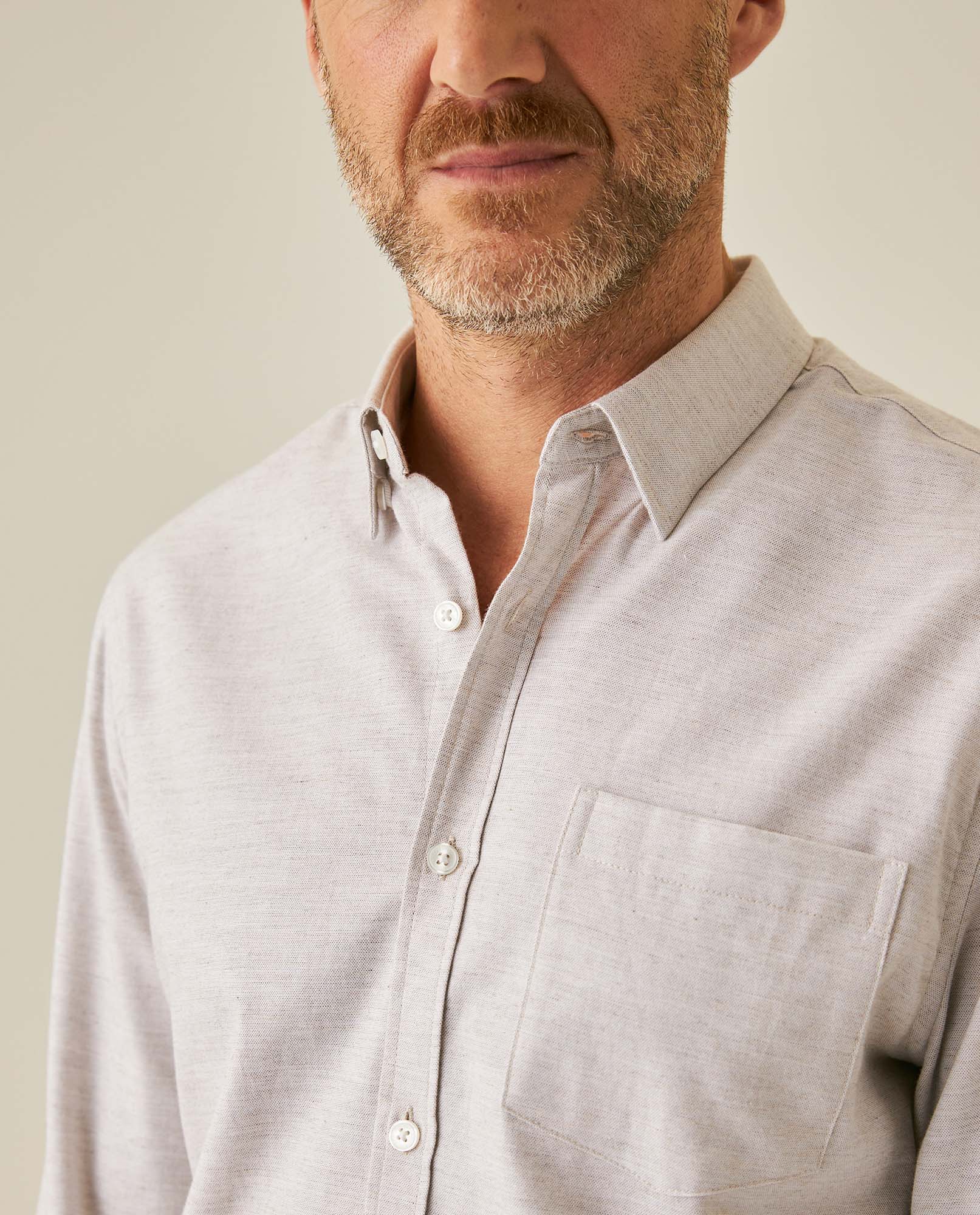 Mens Slim Fit Cotton Twill Shirt - Gray 63_617H205_GRI180516_5