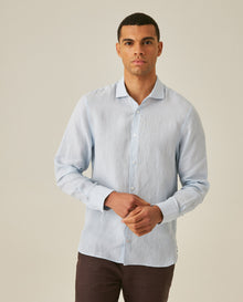 Mens Striped Linen Shirt - Blue 63_617H206_AZU154020_0