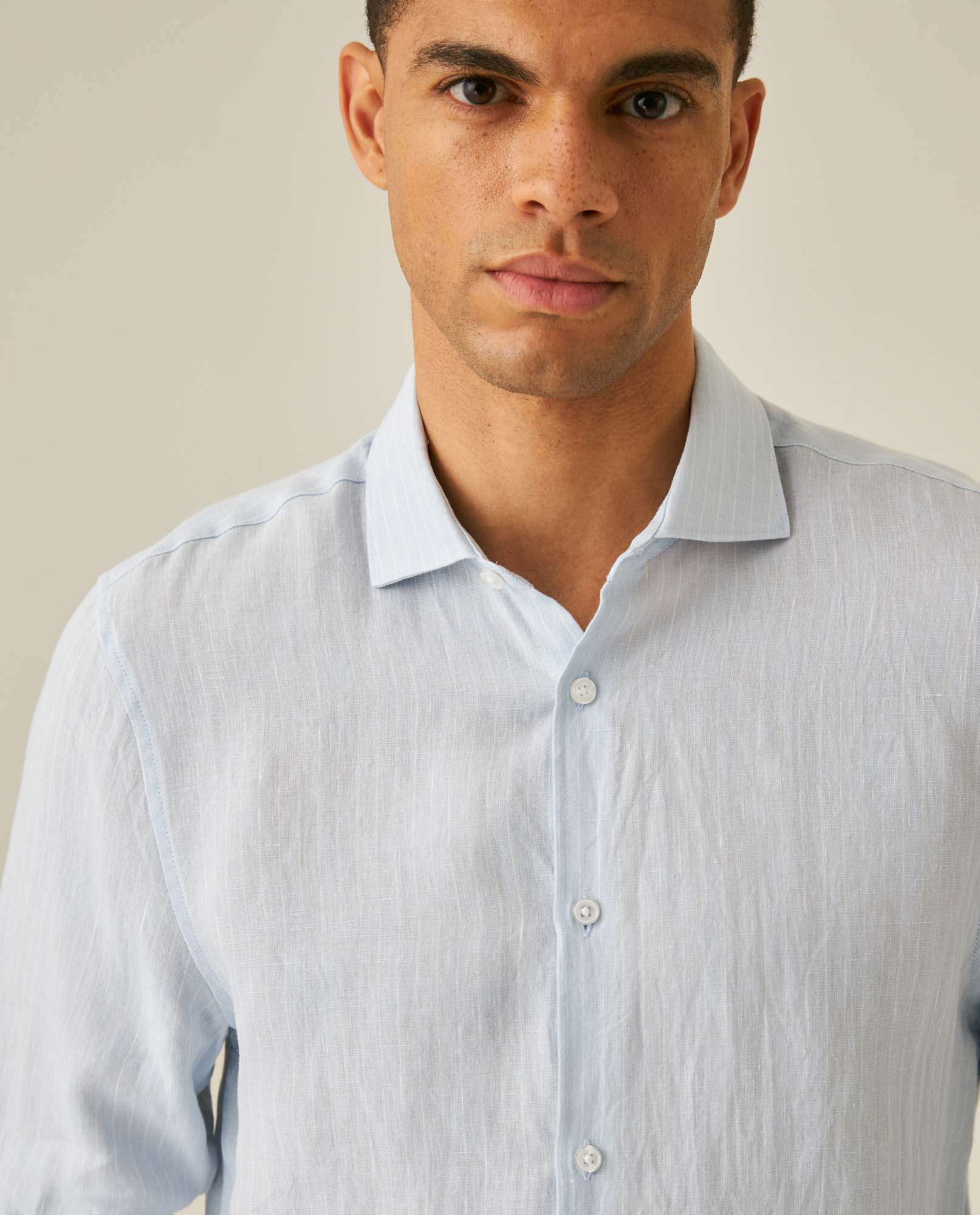 Mens Striped Linen Shirt - Blue 63_617H206_AZU154020_5