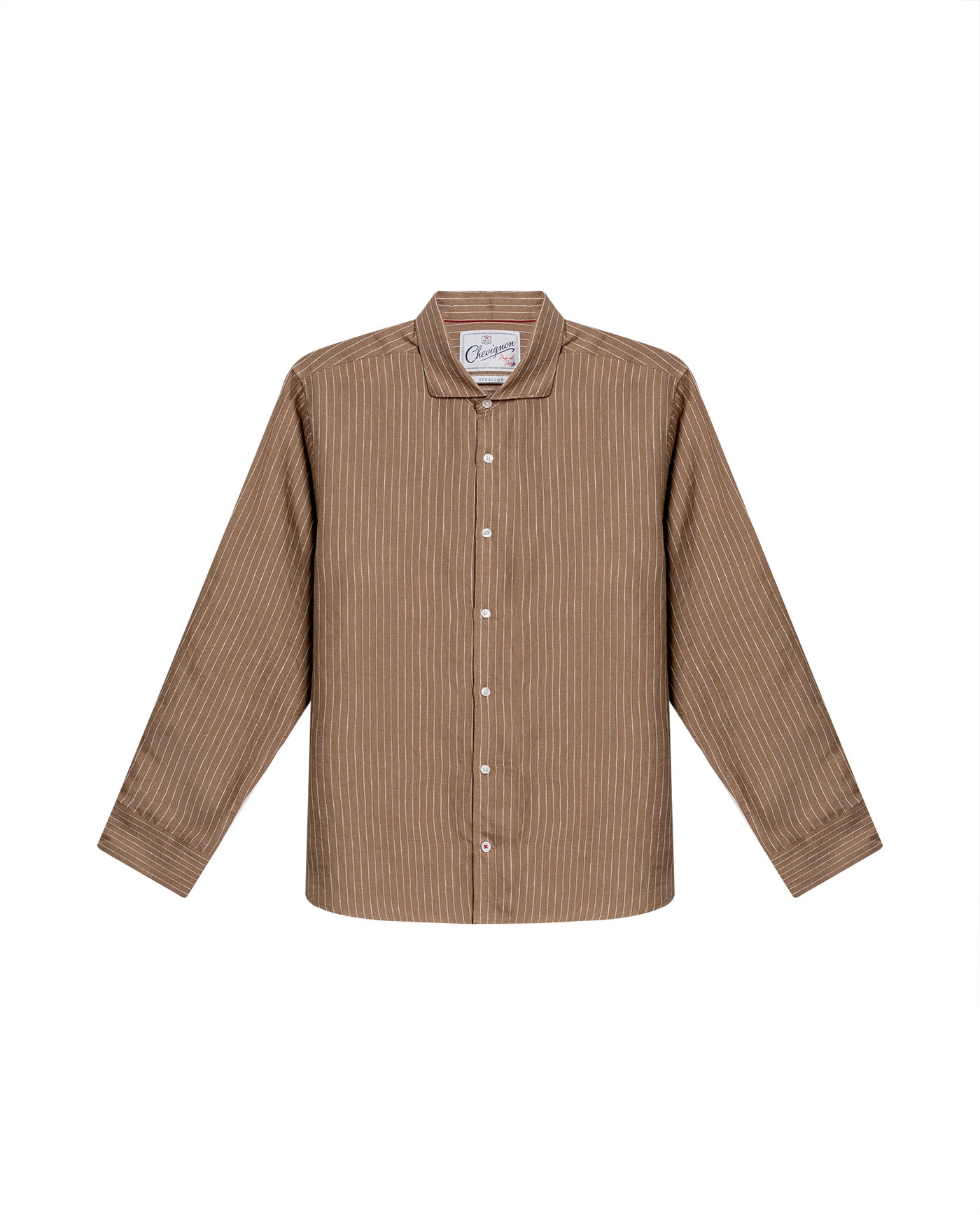Mens Striped Linen Shirt - Brown 63_617H206_CAF171143_3