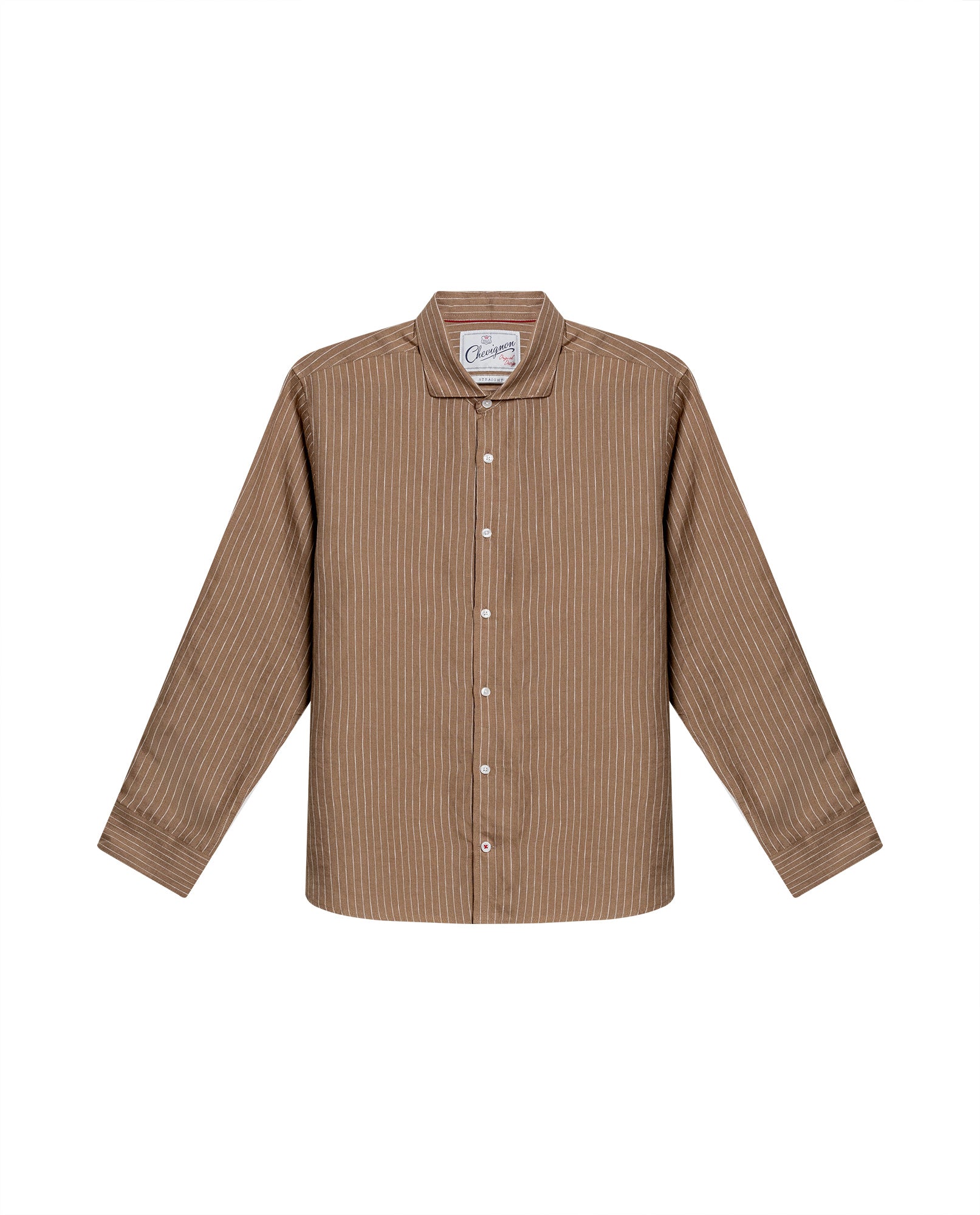 Mens Striped Linen Shirt - Brown 63_617H206_CAF171143_3