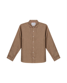 Mens Striped Linen Shirt - Brown 63_617H206_CAF171143_3