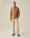Mens Striped Linen Shirt - Brown 63_617H206_CAF171143_4