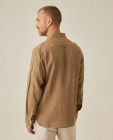 Mens Striped Linen Shirt - Brown 63_617H206_CAF171143_6