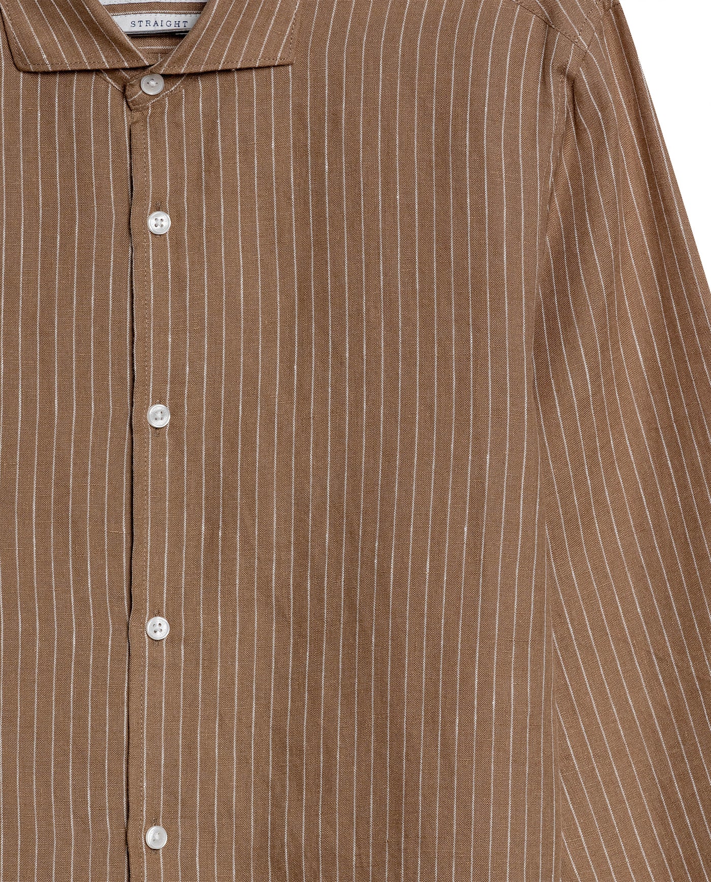 Mens Striped Linen Shirt - Brown 63_617H206_CAF171143_8