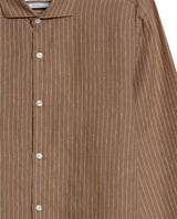 Mens Striped Linen Shirt - Brown 63_617H206_CAF171143_8
