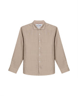 Mens Slim Fit Plaid Linen Shirt - Beige 63_617H207_BEI130607_3