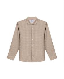 Mens Slim Fit Plaid Linen Shirt - Beige 63_617H207_BEI130607_3