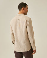 Mens Slim Fit Plaid Linen Shirt - Beige 63_617H207_BEI130607_6