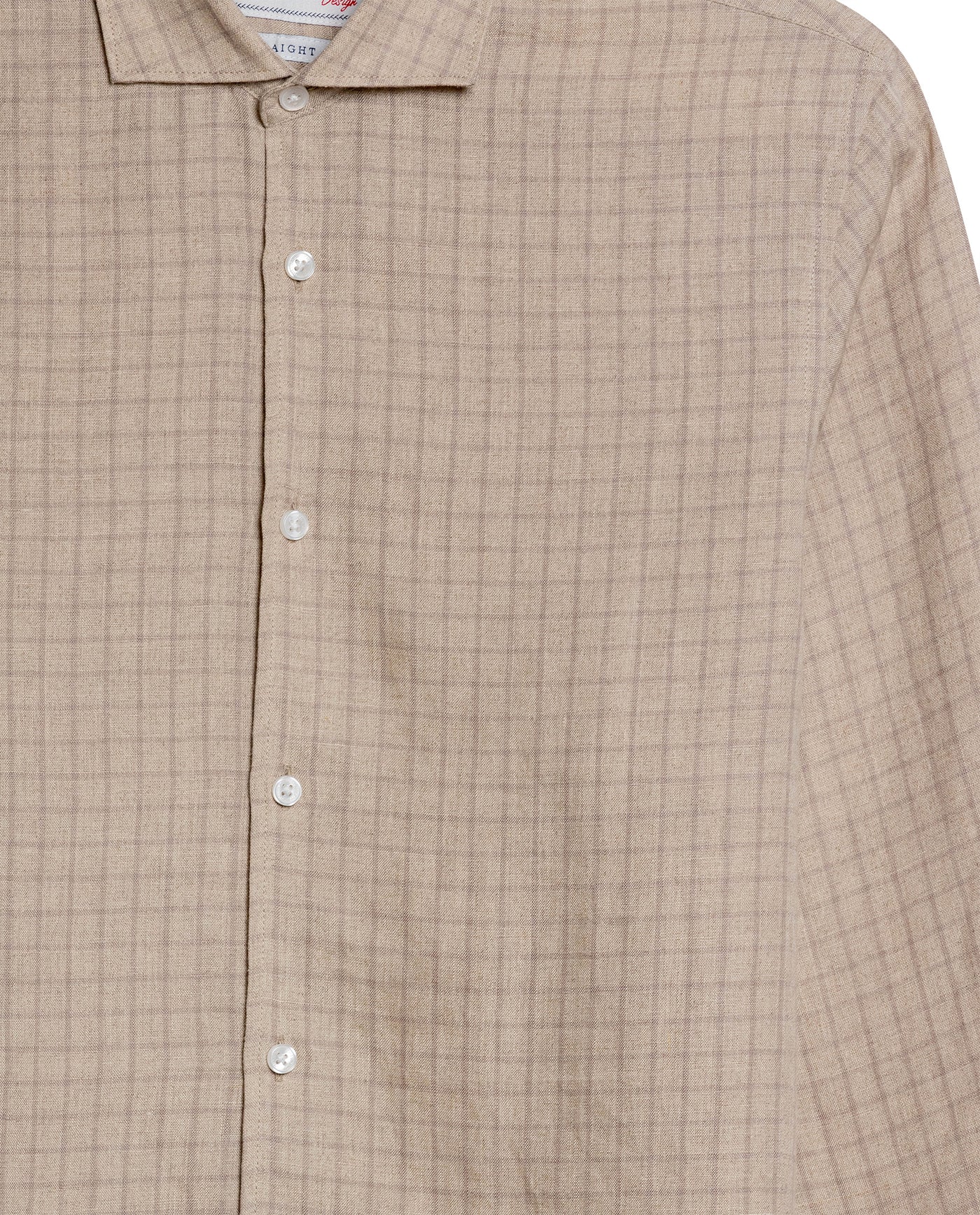Mens Slim Fit Plaid Linen Shirt - Beige 63_617H207_BEI130607_8