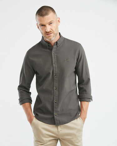 SLIM FIT PINSTRIPE SHIRT IN GRAY