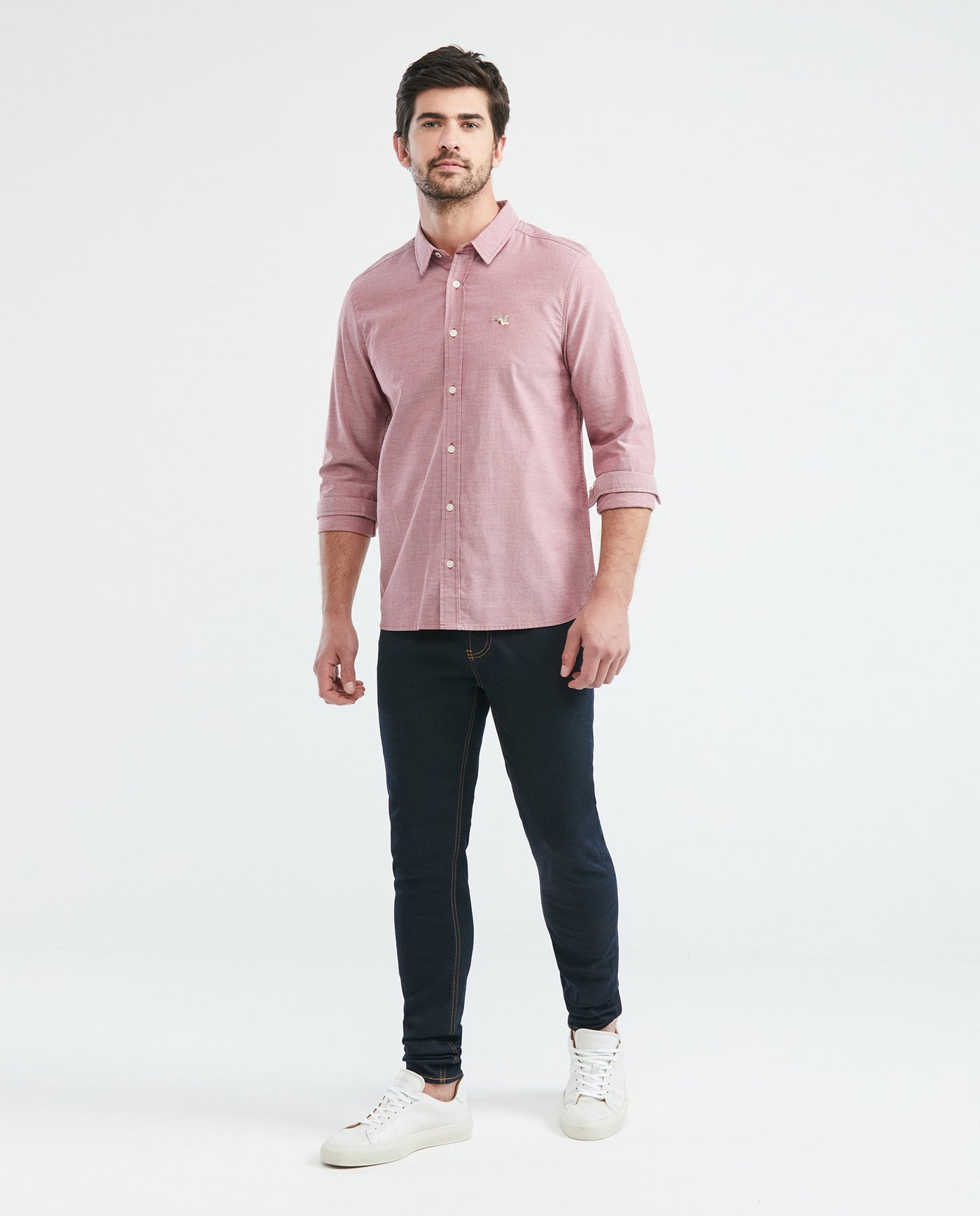 Men's Slim Fit Long Sleeve Duck Embroidery Shirt in Cotton 619E027 - 2